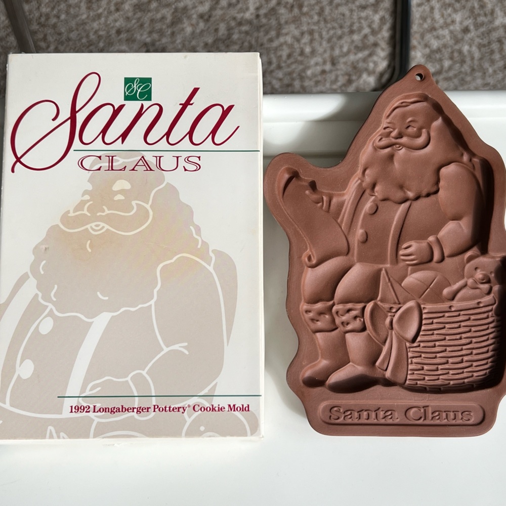 Longaberger Pottery Cookie Mold 1992 Santa Claus Christmas Baking